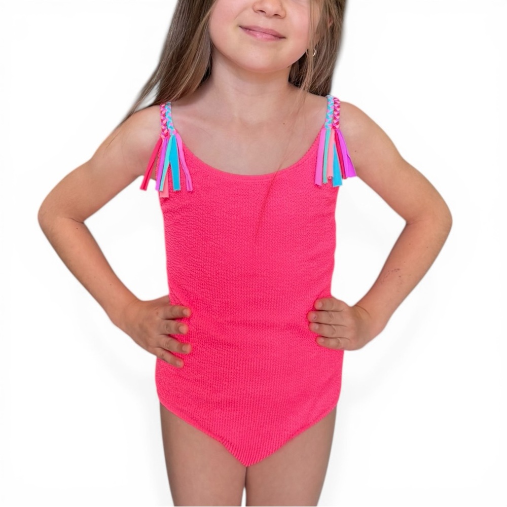 Beach Lingo One Piece Swimsuit Girls Pink Size 12 Tassel Strap
